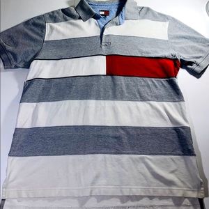 Tommy Hilfiger L Men’s Striped Polo. Tiny Hole